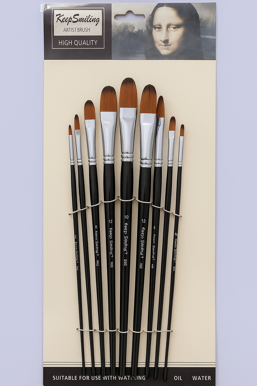 Keep Smiling Artist Brush Set – Filbert, Slant & Pointed
