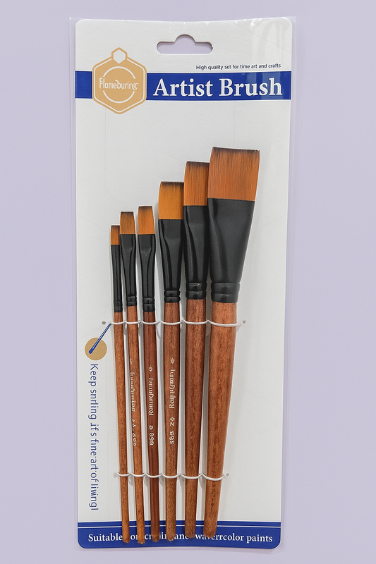Keep Smiling Artist Brush – Flat (brown) and Round(wine) Brush Set